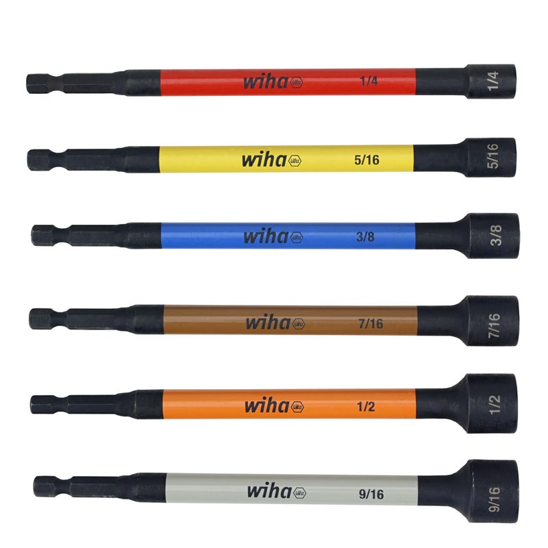 Wiha 70486 Color Coded Magnetic Nut Setter SAE 6 Pc. Set - Image 1