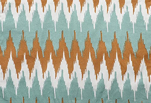 Dekor World 12 Pieces Cotton Ternion Aqua Brown Printed and Solid Napkin Set for Dinning and Kitchen - Image 2