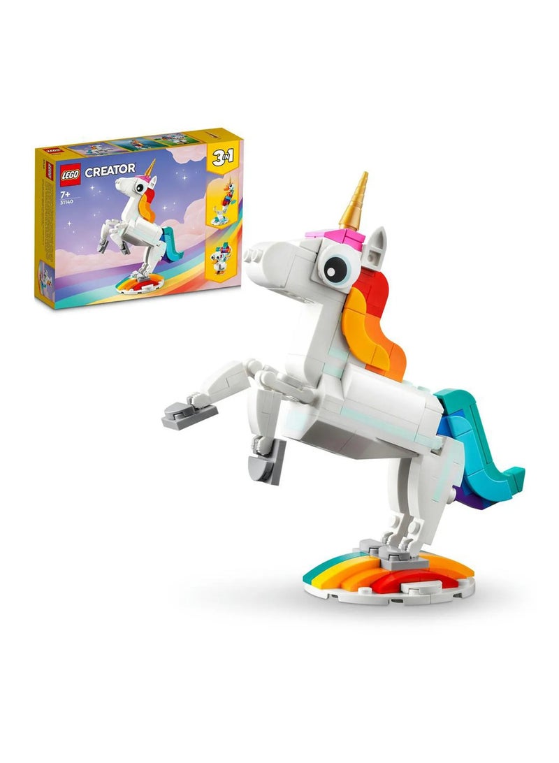 LEGO Creator 3in1 Magical Unicorn Set 31140 - Transformable Mythical Creatures, 145 Pieces for Ages 7 Years+ - Image 1