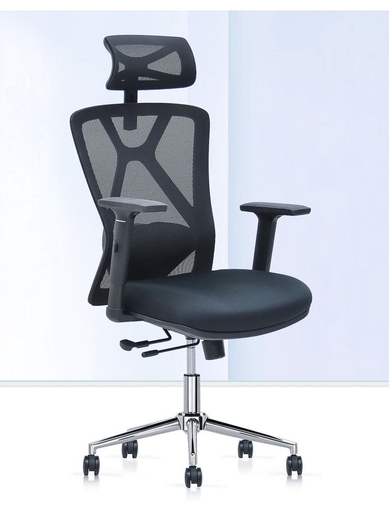 Multi Home Furniture Office Chair Ergonomic Desk Office Chair With Footrest Breathable Mesh Design High Back Computer Chair Adjustable Headrest And Lumbar Support Mh-897 - Black  - Image 1