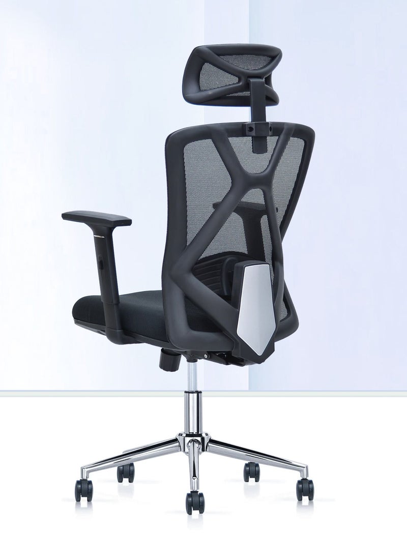 Multi Home Furniture Office Chair Ergonomic Desk Office Chair With Footrest Breathable Mesh Design High Back Computer Chair Adjustable Headrest And Lumbar Support Mh-897 - Black  - Image 3