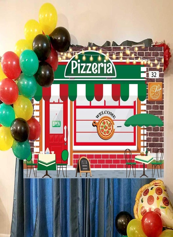 CINRAY Pizza Shop Backdrop for Photography 7x5FT Cooking Theme Vintage Pizzeria Background Food Pizza Party Newborn Baby Shower Boys Girls Birthday Party Cake Table Banner Decorations - Image 5