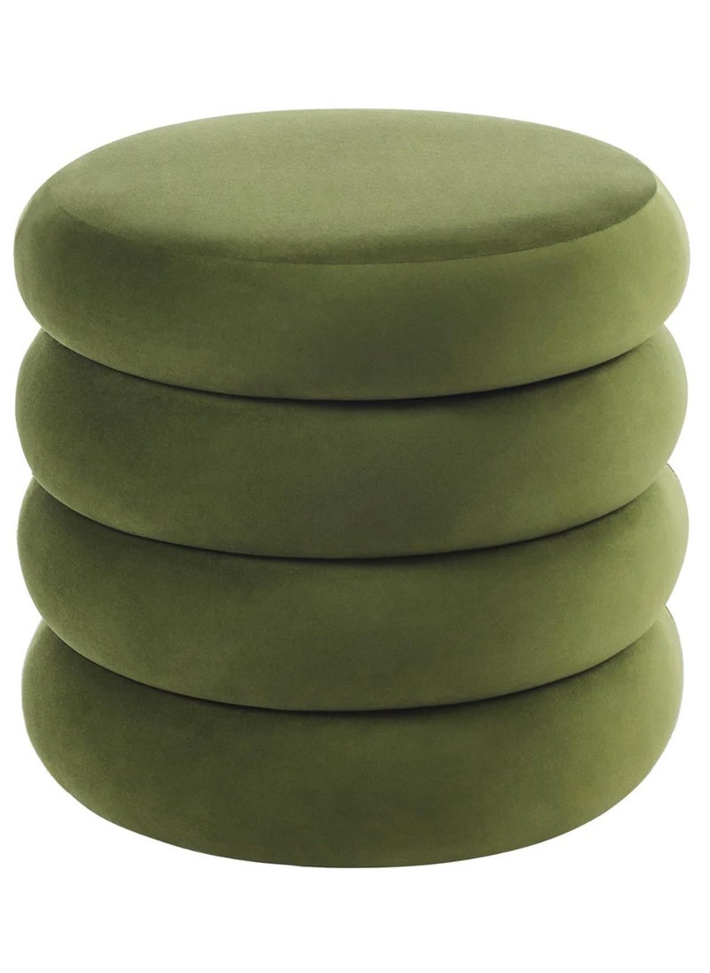 Nice Home Luxury Green Velvet Storage Ottoman – Round Vanity Stool with Hidden Compartment, Soft Cushion Seat & Solid Wood Base for Bedroom and Living Room  - Image 3