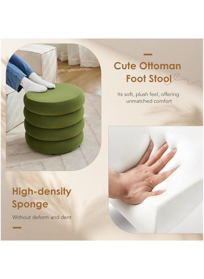 Nice Home Luxury Green Velvet Storage Ottoman – Round Vanity Stool with Hidden Compartment, Soft Cushion Seat & Solid Wood Base for Bedroom and Living Room  - Image 5
