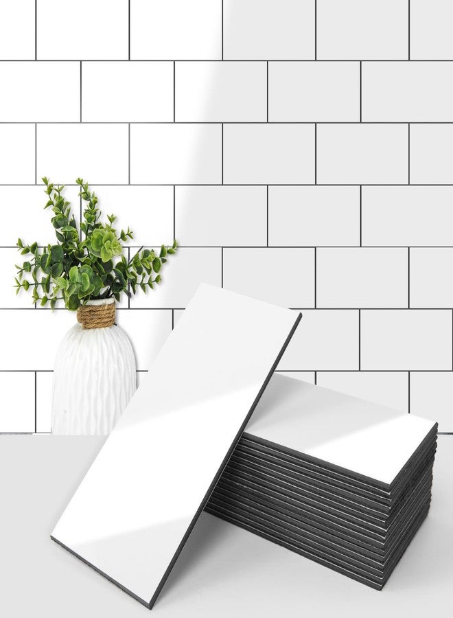 Art3d 102-Piece Peel and Stick Wall Tile for Kitchen Backsplash, Bathroom, Fireplace, 3in. × 6in. Stick on Subway Tile, Glossy White - Image 1