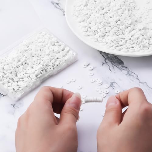 Hiswan 1000pcs Heishi Beads White Polymer Clay Beads for Jewelry Making Bracelets Necklace 6mm - Image 2