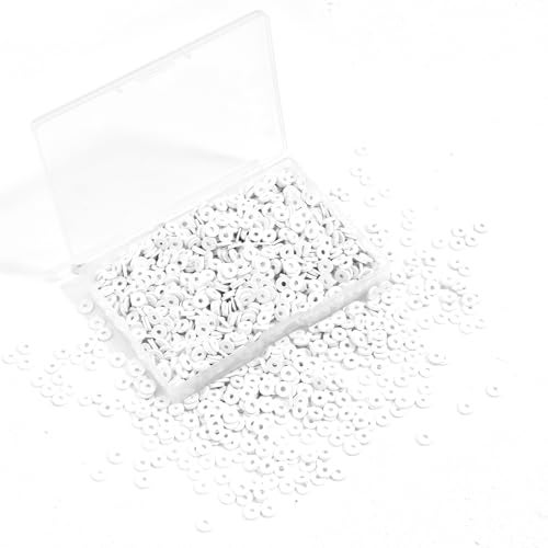 Hiswan 1000pcs Heishi Beads White Polymer Clay Beads for Jewelry Making Bracelets Necklace 6mm - Image 1