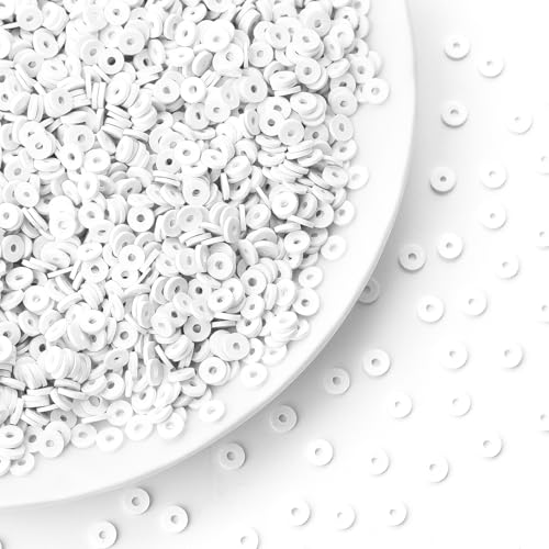 Hiswan 1000pcs Heishi Beads White Polymer Clay Beads for Jewelry Making Bracelets Necklace 6mm - Image 4