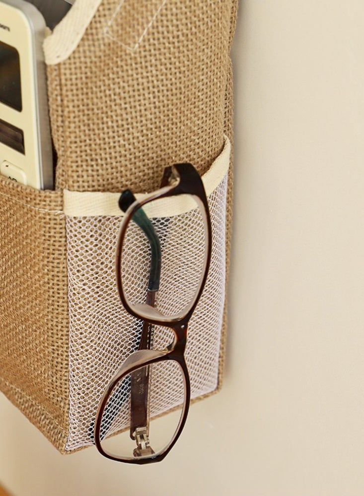 Monda Wall-Mounted Burlap Storage Basket with Pockets - Hanging Organizer for Kitchen Utensils, Bathroom Essentials & Home Supplies - Image 5