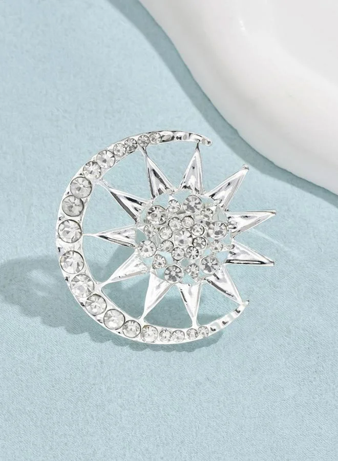 تايك تو خاتم مزين بشكل هلال وقمر فضي