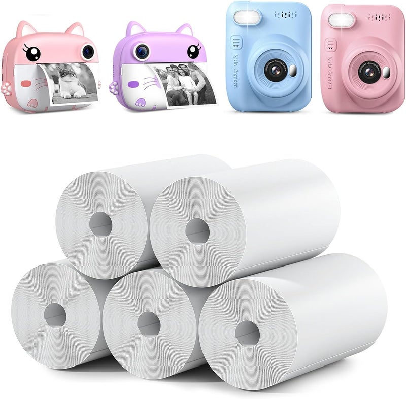 Kids Instant Camera Refill Print Paper-5 Rolls for Kids Instant Print Camera,HD Printing Thermal Print Paper Set Portable Refill Print Paper - Image 1