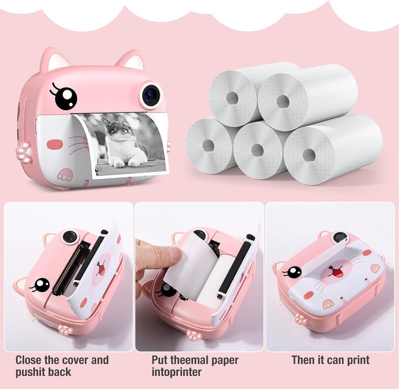 Kids Instant Camera Refill Print Paper-5 Rolls for Kids Instant Print Camera,HD Printing Thermal Print Paper Set Portable Refill Print Paper - Image 5