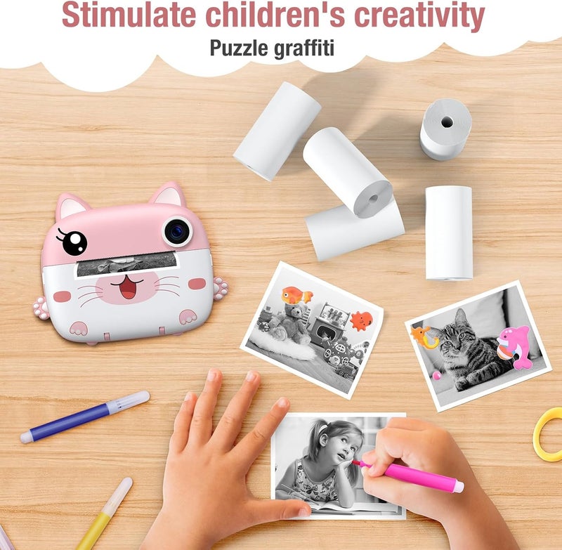 Kids Instant Camera Refill Print Paper-5 Rolls for Kids Instant Print Camera,HD Printing Thermal Print Paper Set Portable Refill Print Paper - Image 3