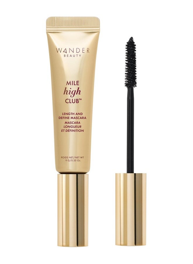 واندر بيوتي ماسكارا Wander Beauty Mile High Club Length + Define Black - ماسكارا سوداء مقاومة للتلطخ ومطولة للرموش للحصول على مظهر كثيف ومتموج - زيت الخروع + أوراق الخوخ يرطب ويقوي - 0.31 أونصة سائلة  - Image 1