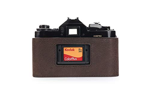 BolinUS A-1 Case, BolinUS Handmade Genuine Real Leather Half Camera Case Bag Cover for Canon New AE-1 AE-1P A-1 (with Handle) Camera with Hand Strap (Coffee) - Image 2