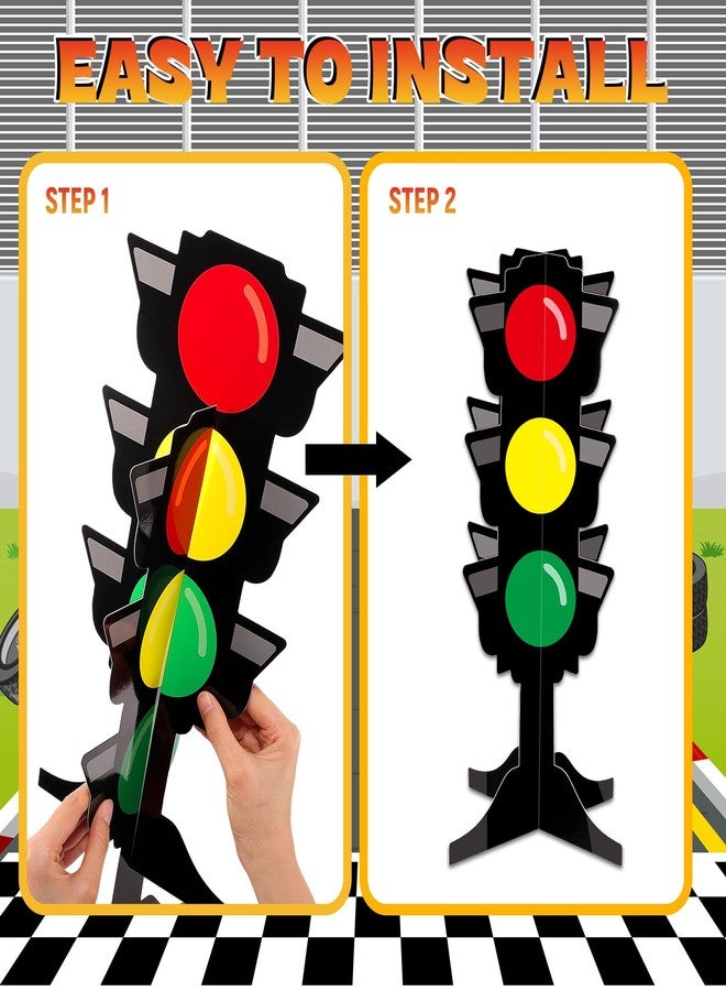 Weekgrat 6 Pcs Traffic Light Racing Car Party Centerpieces 3D Cardboard Traffic Light Fast One Birthday Decorations for Racing Theme Birthday Party Photo Props Supplies(Alien,13.8 Inch) - Image 3