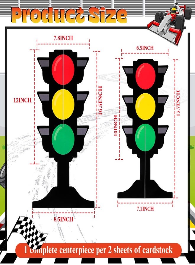 Weekgrat 6 Pcs Traffic Light Racing Car Party Centerpieces 3D Cardboard Traffic Light Fast One Birthday Decorations for Racing Theme Birthday Party Photo Props Supplies(Alien,13.8 Inch) - Image 2