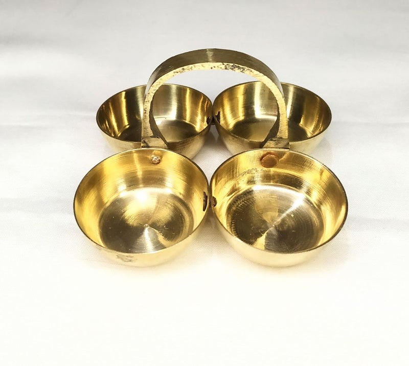 BRIKSHI Brass Puja Chowmukh|| Chokra Chopala Bowl Stand for Haldi, Kumkum, Rice, Elaichi,Mishri,Roli Pack of 1 - Image 5