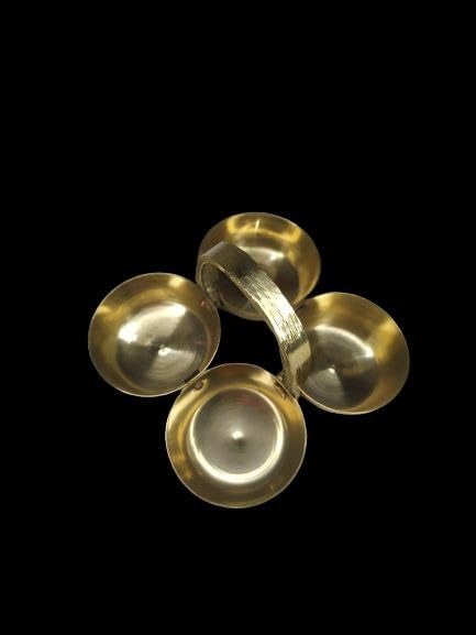 BRIKSHI Brass Puja Chowmukh|| Chokra Chopala Bowl Stand for Haldi, Kumkum, Rice, Elaichi,Mishri,Roli Pack of 1 - Image 4