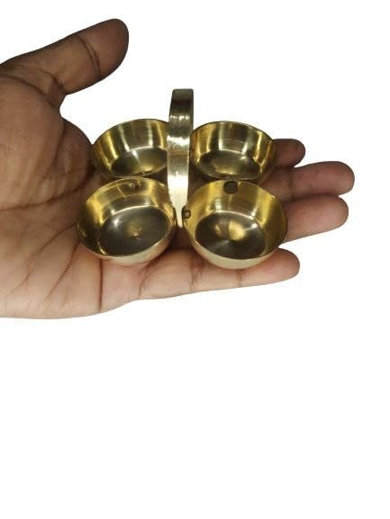 BRIKSHI Brass Puja Chowmukh|| Chokra Chopala Bowl Stand for Haldi, Kumkum, Rice, Elaichi,Mishri,Roli Pack of 1 - Image 3