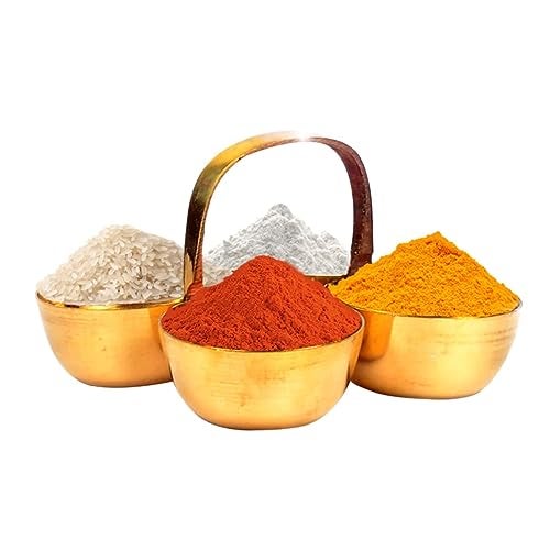 BRIKSHI Brass Puja Chowmukh|| Chokra Chopala Bowl Stand for Haldi, Kumkum, Rice, Elaichi,Mishri,Roli Pack of 1 - Image 2