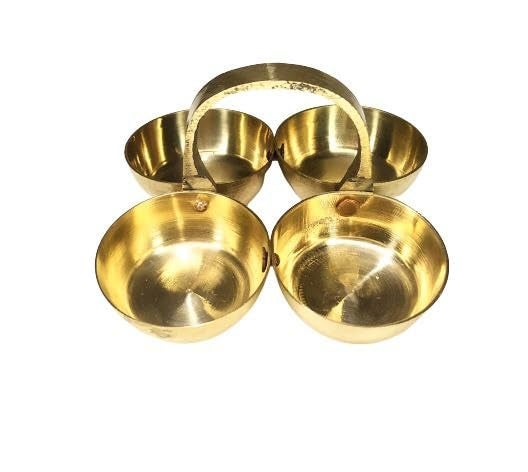 BRIKSHI Brass Puja Chowmukh|| Chokra Chopala Bowl Stand for Haldi, Kumkum, Rice, Elaichi,Mishri,Roli Pack of 1 - Image 1