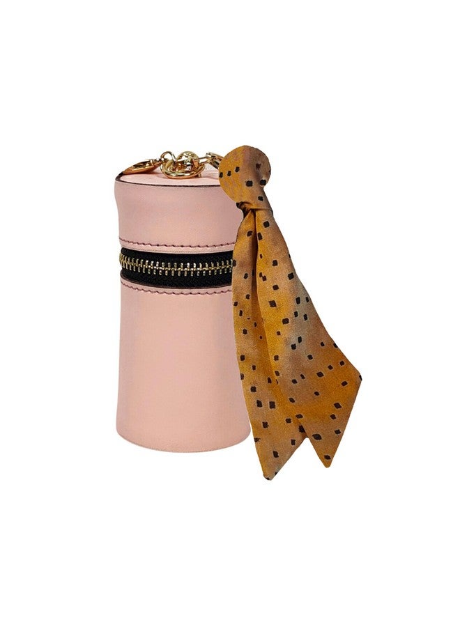 ZAFCO PU Leather Lipstick Pouch Lip Gloss Holder Bag Charm Portable Mini Chap Stick Case Earphone Coin Purse for Women Keychain Girls Pink - Image 1