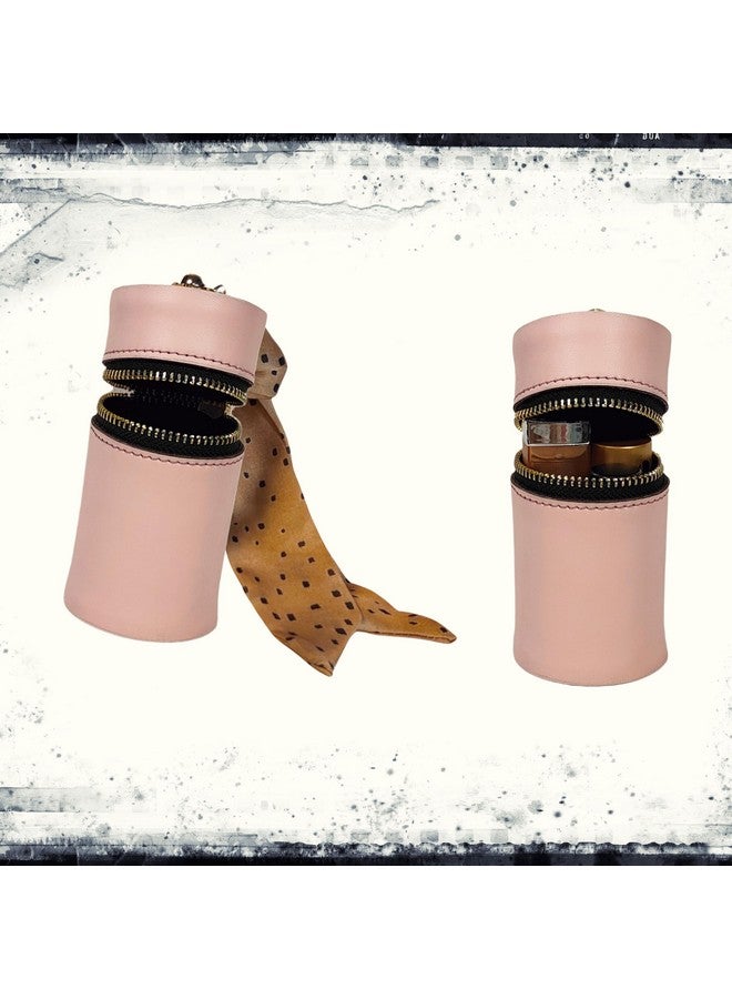 ZAFCO PU Leather Lipstick Pouch Lip Gloss Holder Bag Charm Portable Mini Chap Stick Case Earphone Coin Purse for Women Keychain Girls Pink - Image 4