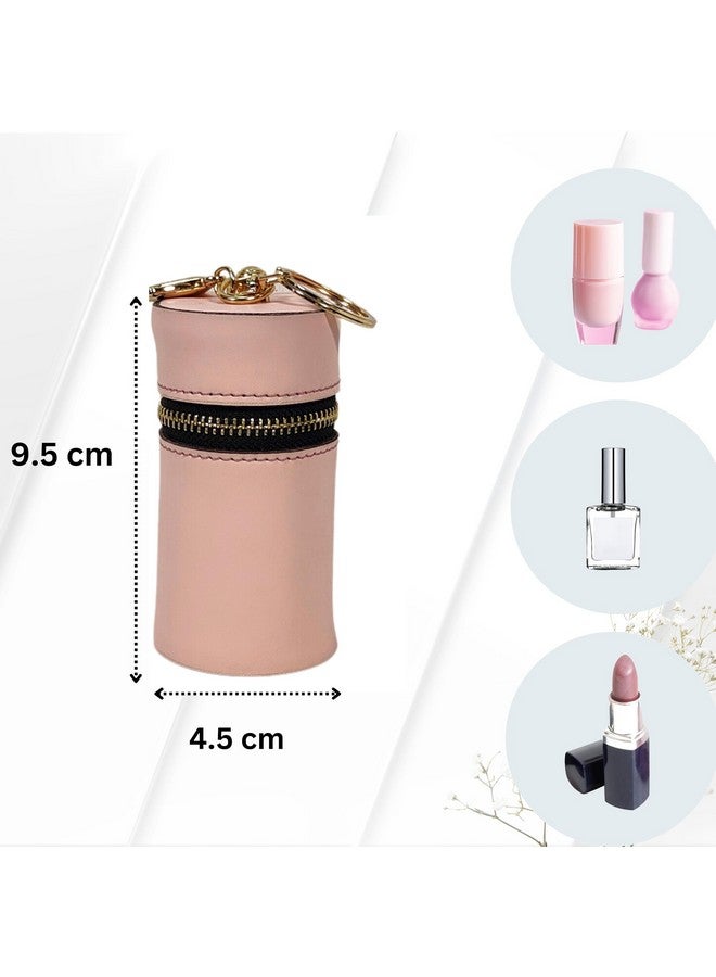 ZAFCO PU Leather Lipstick Pouch Lip Gloss Holder Bag Charm Portable Mini Chap Stick Case Earphone Coin Purse for Women Keychain Girls Pink - Image 2