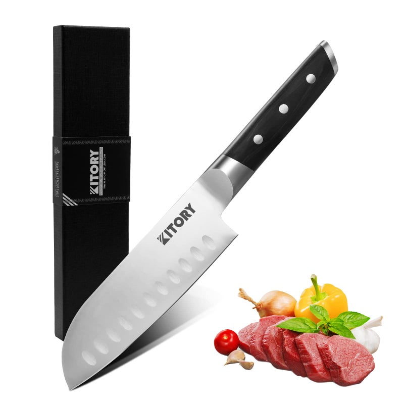 Kitory Santoku Knife 55 Inch Chefs Kitchen Knife for Vegetable  German High Carbon Steel  Ergonomic Pakkawood HandleGift Box 2023 Gifts  Metadrop Series