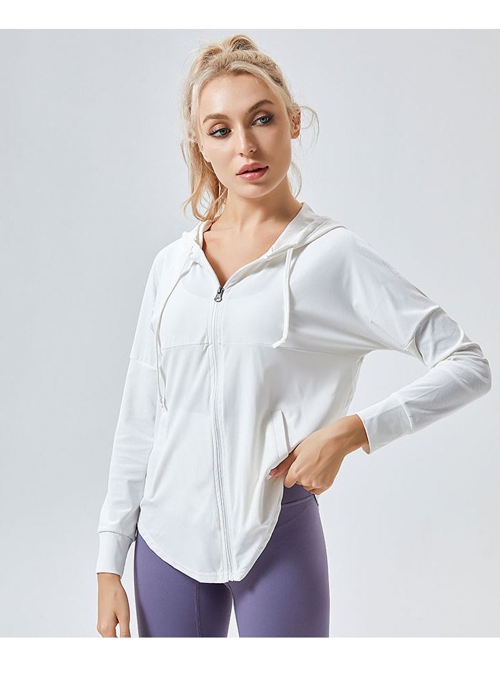 Loquat Women Quick Dry Breathable Yoga Coat White  - Image 2