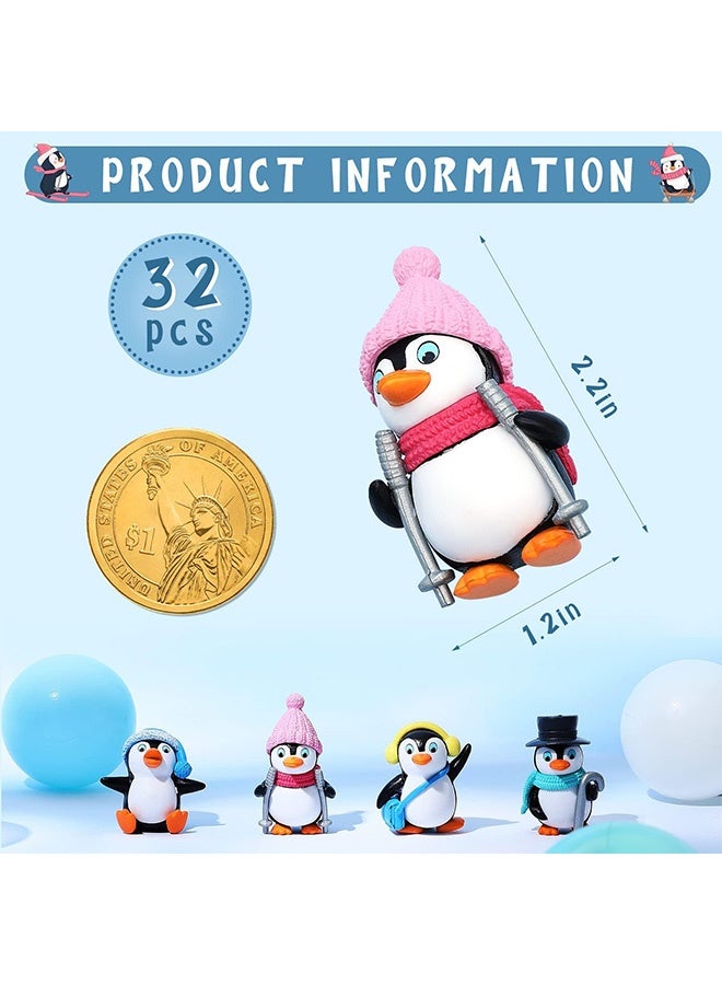 Peachjoy 8 قطع زينة وشخصيات البطاريق اللطيفة، مجموعة ألعاب حيوانات مصغرة، زينة كعكة، مجموعة شخصيات بطاريق قابلة للجمع - Image 2