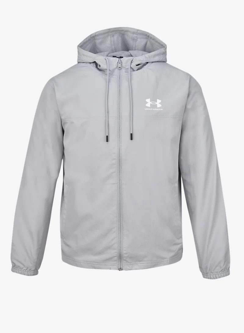Under Armour Mod Gray / Mod Gray / White UA Rival Wvn Windbreaker for Men | Best Price UAE