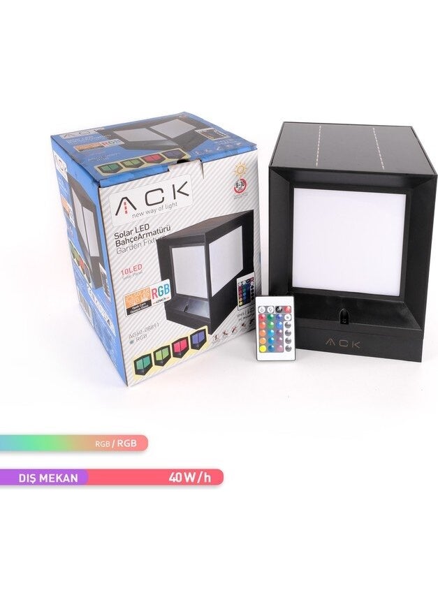 ACK - Rgb Solar LED Garden Luminaire IP65 Color Changeable Solar Powered Garden Lighting - Image 1