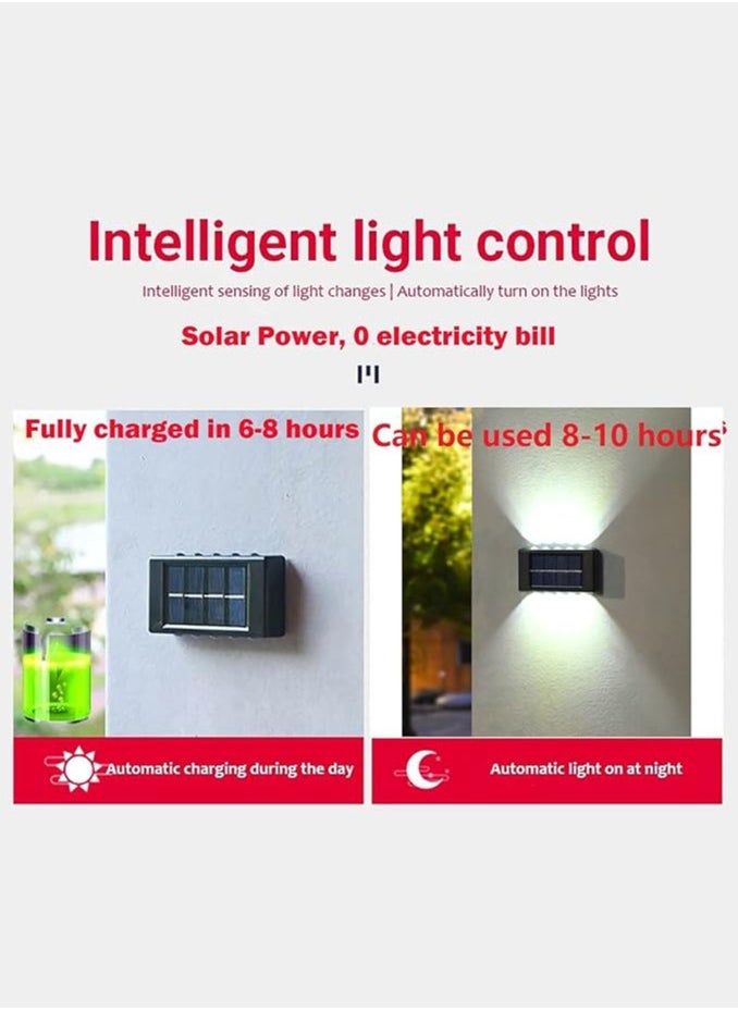 Carebao 2 Pack 8 Lamp Beads Solar Up and Down Wall Lights Outdoor - Small Solar Step Light Waterproof Warm Light Wall Lamps Light for Deck, House, Yard, Path, Porch Stair Decor(Warm Light 2 Pack)  - Image 5