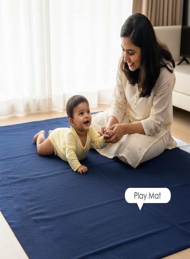 BabyMoo ملاءة سرير قابلة للتغيير من بيبي مو | ملاءة واقية مقاومة للماء | ملاءة سرير جافة مقاومة للماء للأطفال (1، أزرق داكن، متوسط) - Image 5