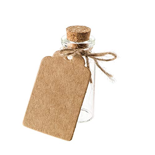 Kingrol 100 Pack 10ml Glass Bottles with Cork Stoppers, Mini Bottle with Personalized Label Tags and String for Arts Crafts Projects, Decoration, Party Favors - Image 2