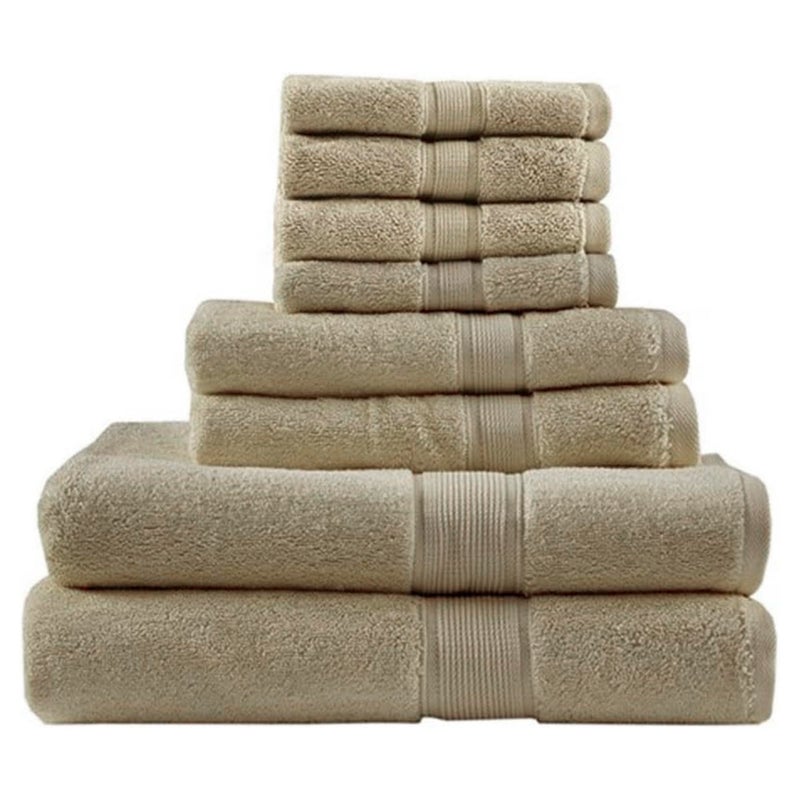 Madison Park 800GSM Bathroom Towel Set of 8 100 Cotton Bath Towel Set for Bathroom Luxurious Highly Absorbent 2 Bath Towels 2 Hand Towels 4 Washcloths Quick Dry Spa Quality Beige
