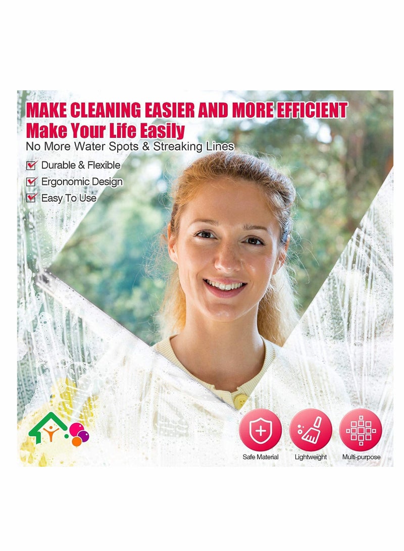 KASTWAVE Shower Squeegee, All-Purpose Squeegee for Glass Doors Car Window, Silicone Rubber Handle Hang Hole Mirror Cleaner, Streak Free Removal Water Fogless Brushed 3 Pack - Image 4