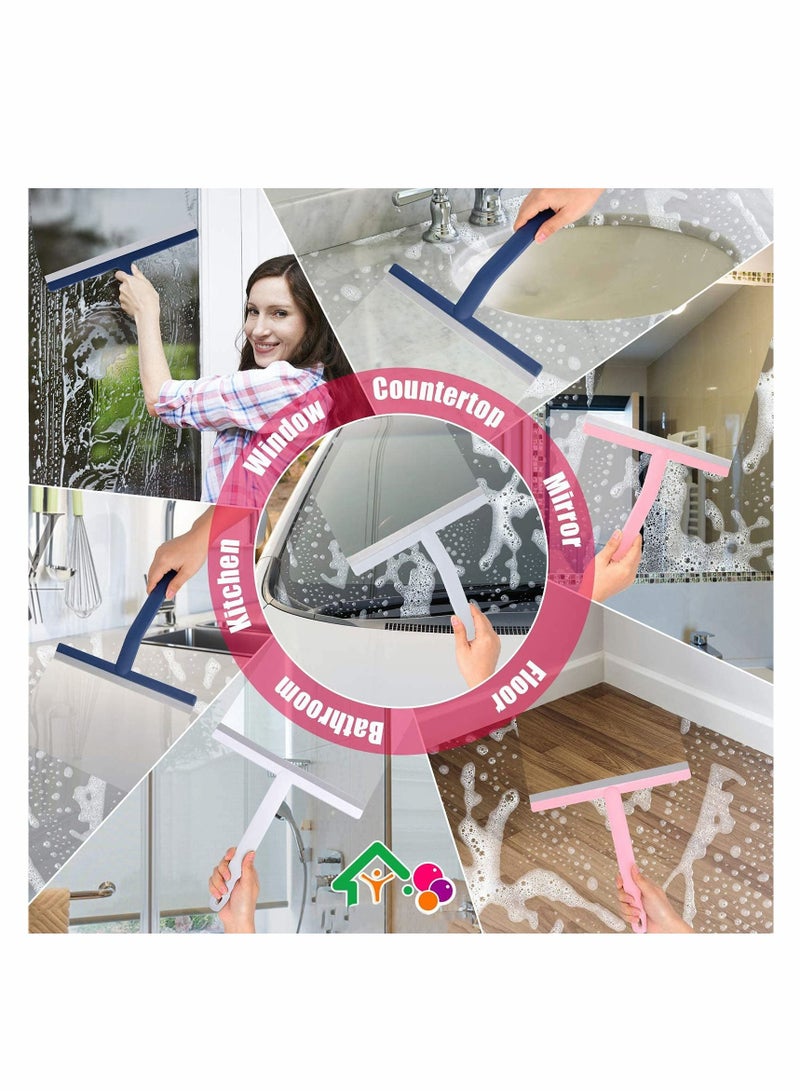 KASTWAVE Shower Squeegee, All-Purpose Squeegee for Glass Doors Car Window, Silicone Rubber Handle Hang Hole Mirror Cleaner, Streak Free Removal Water Fogless Brushed 3 Pack - Image 3