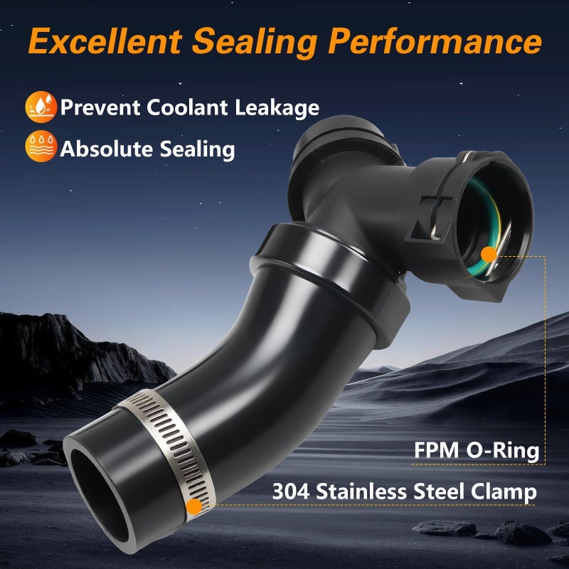 KPALAG Engine Heater Hose T-Connector Pipe with Engine Radiator Coolant Hose O-Ring Seal Set Compatible with Ford F-150 Mustang Lincoln Mark Replace # DR3Z-8566-A - Image 3