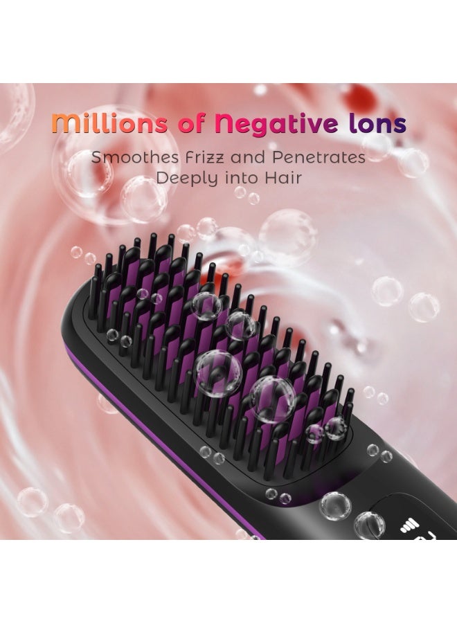 Cordless Hair Straightener Brush, Portable Rechargeable Hair Straightening Brush with Negative Ions, Digital Display, Adjustable Temperature Control, Anti-Frizz Hot Comb for Travel, Daily Styling and On-The-Go Touch-Ups - Image 5