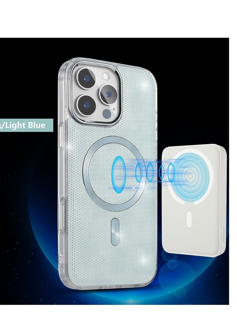 IP12 PRO MAX SHINING WITH MAGSAFE MAGNETIC CASE IPHONE 12 PRO MAX (Design- 140) [Light BLUE Color]