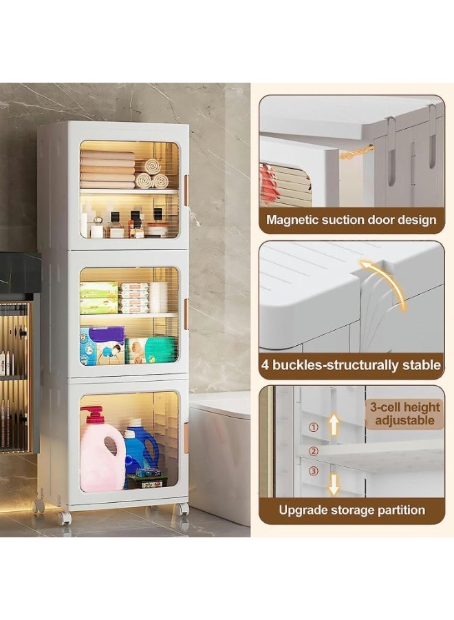 CityRiya-Long Tall Narrow Storage Cabinet, Kitchen Storage Bins, Pantry Storage Cabinet with Adjustable Shelves, Cupboard Closet, Storage Organizer for Bathroom, Living Room, Bedroom  - Image 4