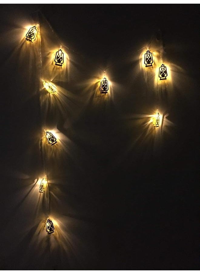 erorex - Ramadan Adha And Fitr Eid Decorations Mini Gold Fanus Lantern Led Light Rope Battery Operated With 2M Wire - Image 1