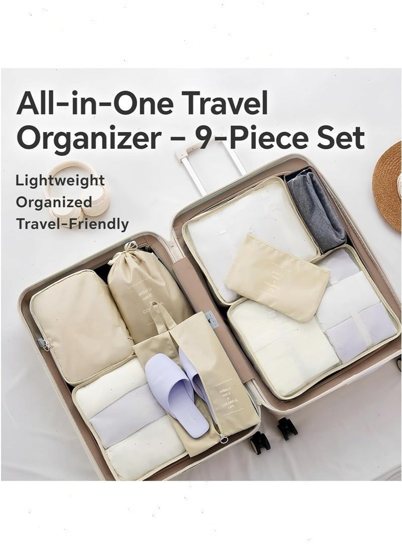 بوميفار 9 قطعة السفر التعبئة مكعبات مجموعة لتخزين الأمتعة ، خفيفة الوزن حقيبة المنظم أكياس مع أدوات الزينة و الغسيل الحقيبة-طوي تخزين أكياس للسفر ، عطلة والأعمال - Image 4