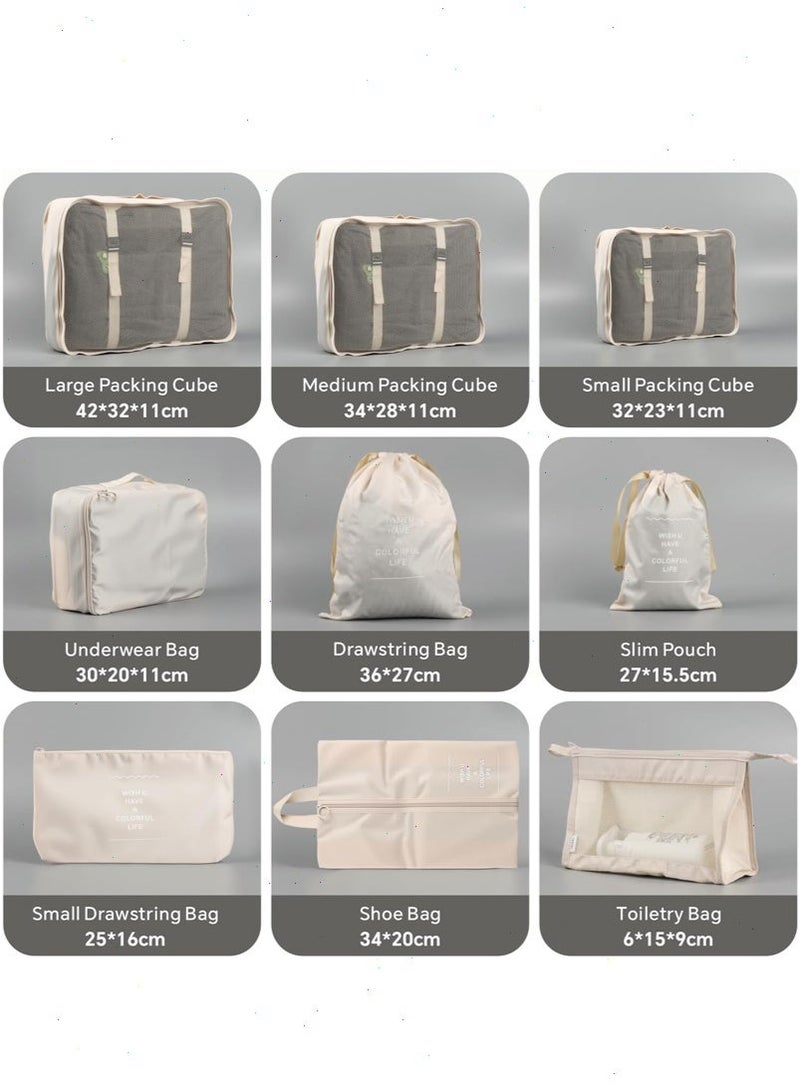بوميفار 9 قطعة السفر التعبئة مكعبات مجموعة لتخزين الأمتعة ، خفيفة الوزن حقيبة المنظم أكياس مع أدوات الزينة و الغسيل الحقيبة-طوي تخزين أكياس للسفر ، عطلة والأعمال - Image 2