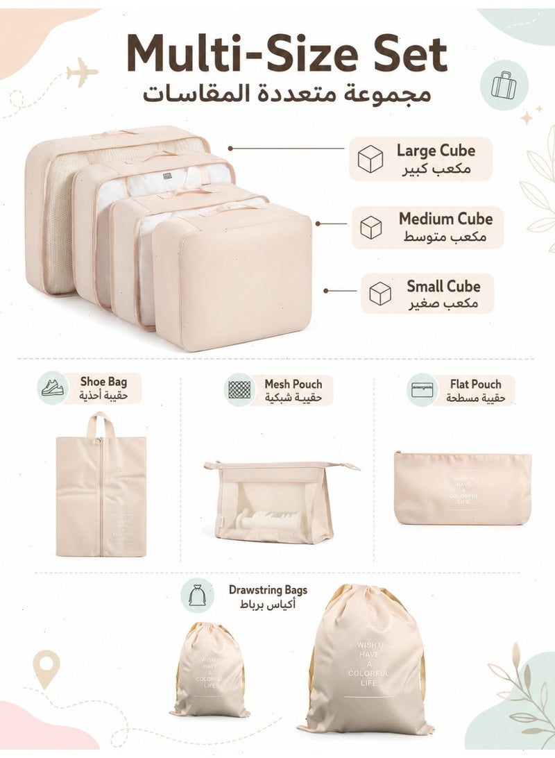 Pomefar 9PCS Travel Packing Cubes Set for Storage Luggage,  Lightweight Suitcase Organizer Bags with Toiletry & Laundry Pouch – Foldable Storage Bags for Travel, Holiday & Business - Image 2