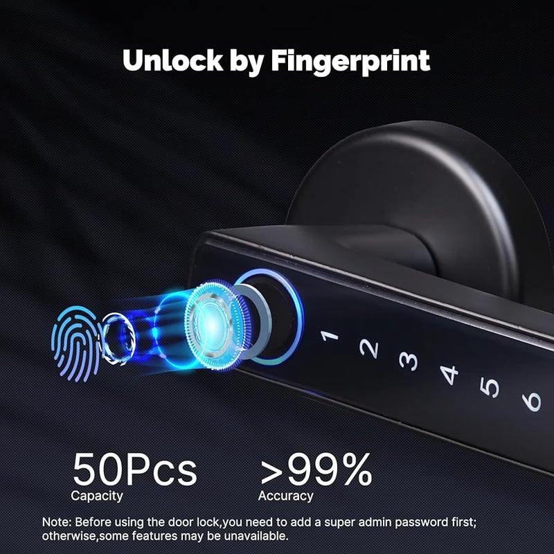 Relihom Smart Door Lock With App H02 4 Unlock Methods Fingerprint Keypad Code Key For Home Office - Image 3