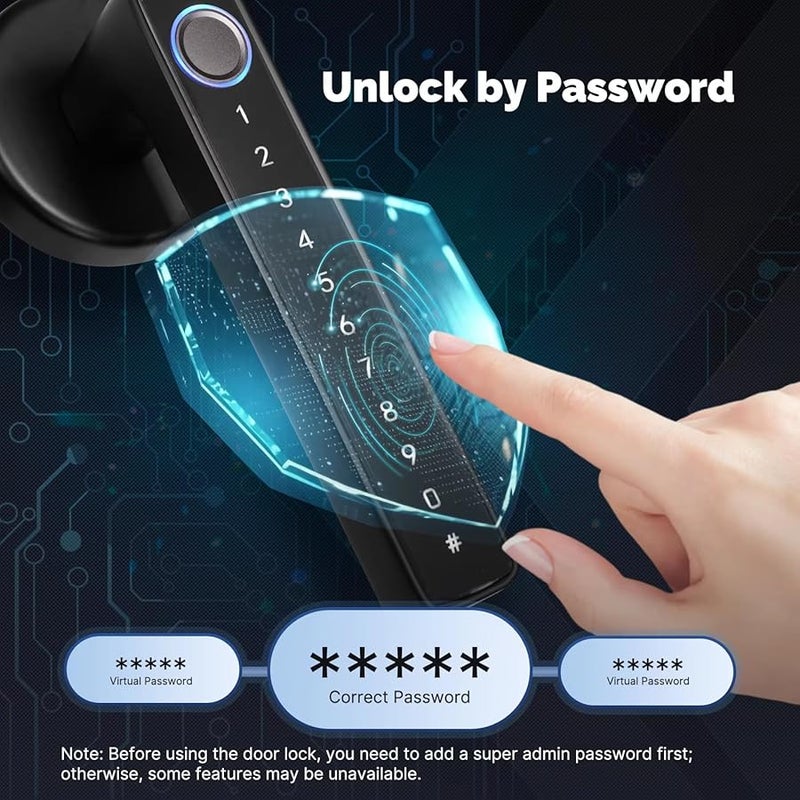 Relihom Smart Door Lock With App H02 4 Unlock Methods Fingerprint Keypad Code Key For Home Office - Image 4